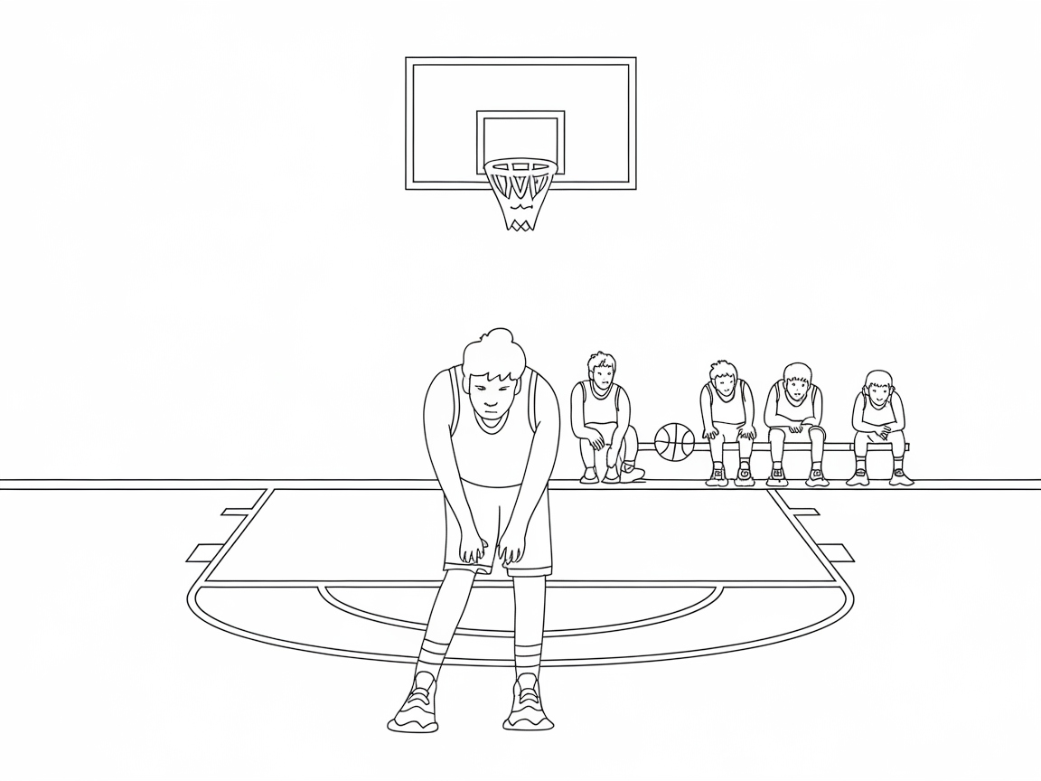 Intense Moment: Basketball Player Focuses on the Game