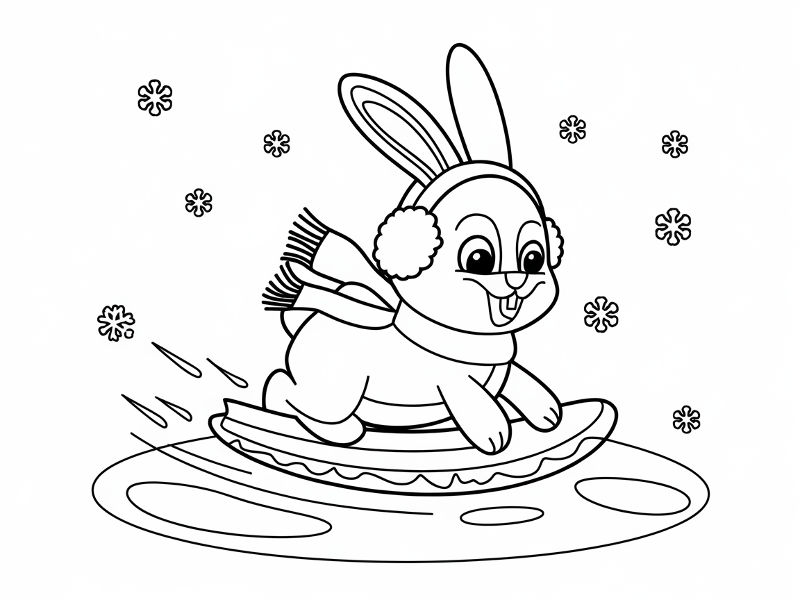 Sledding Bunny in a Winter Wonderland