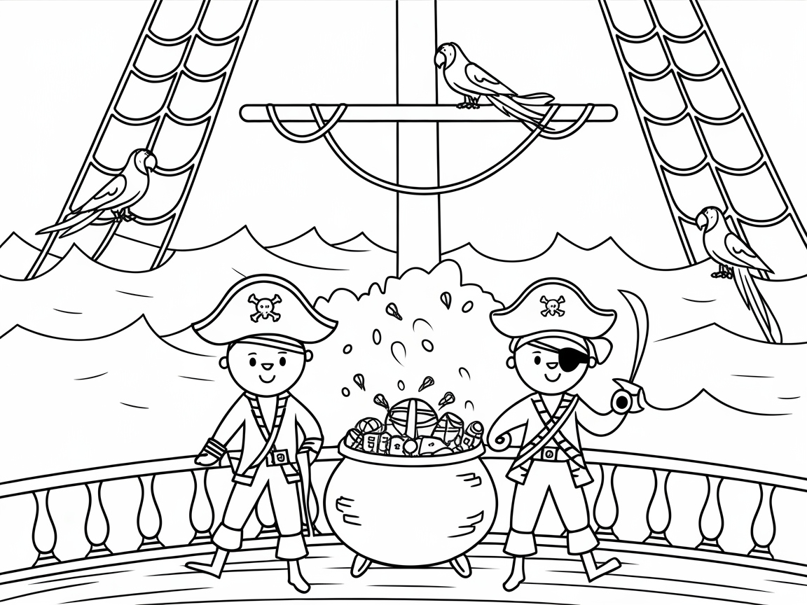 Set Sail on a Pirate Adventure with This Treasure Coloring Page