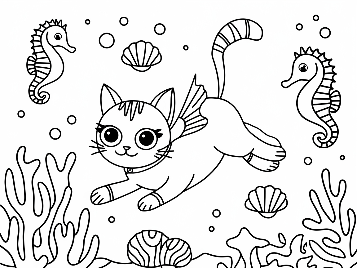 Undersea Adventure with a Winged Cat