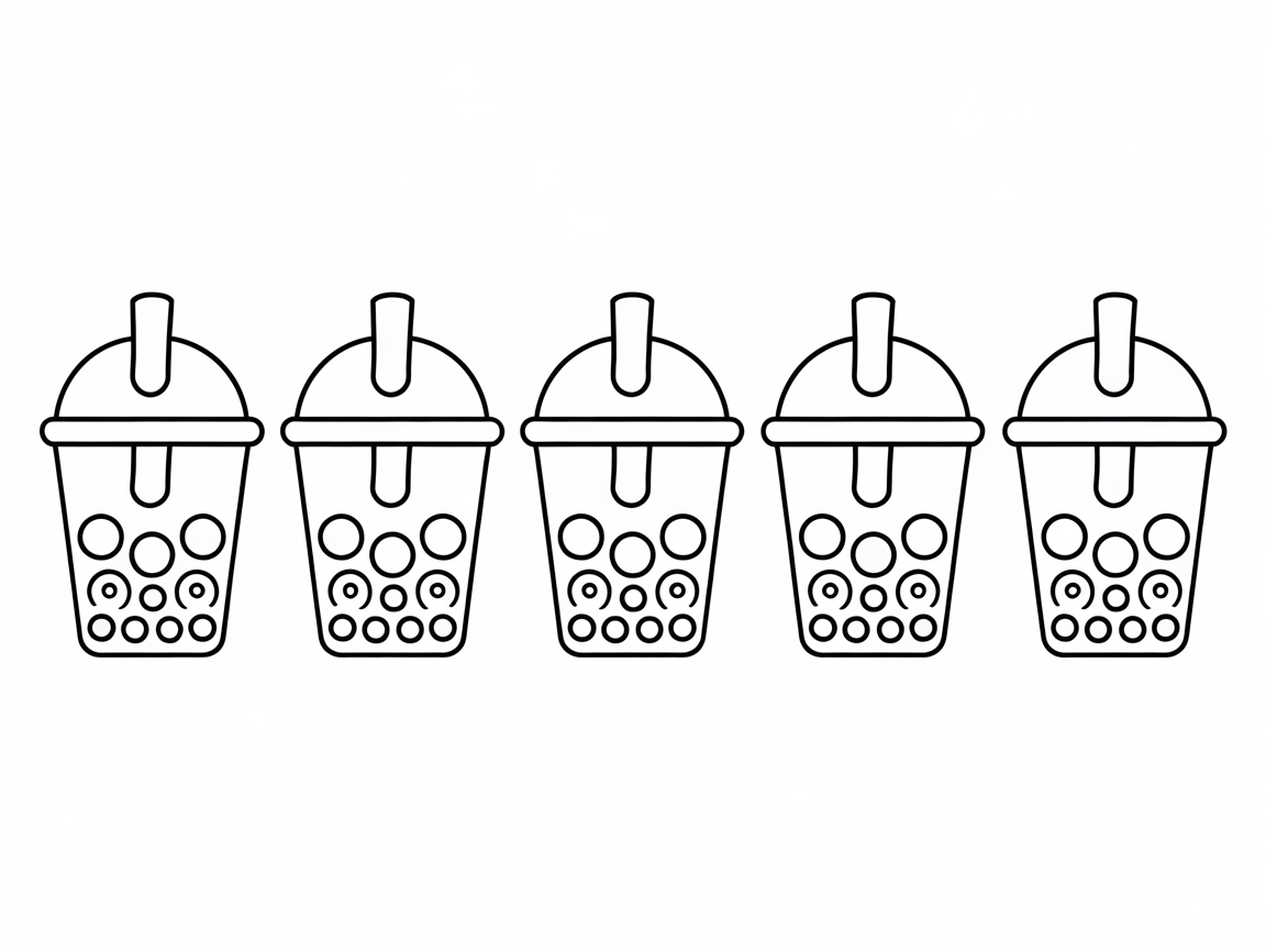 Boba Delight! Color These Five Fun Cups
