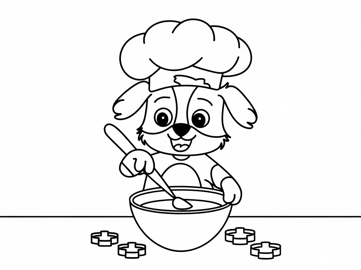 Cook Up Some Fun with This Happy Pup Coloring Page