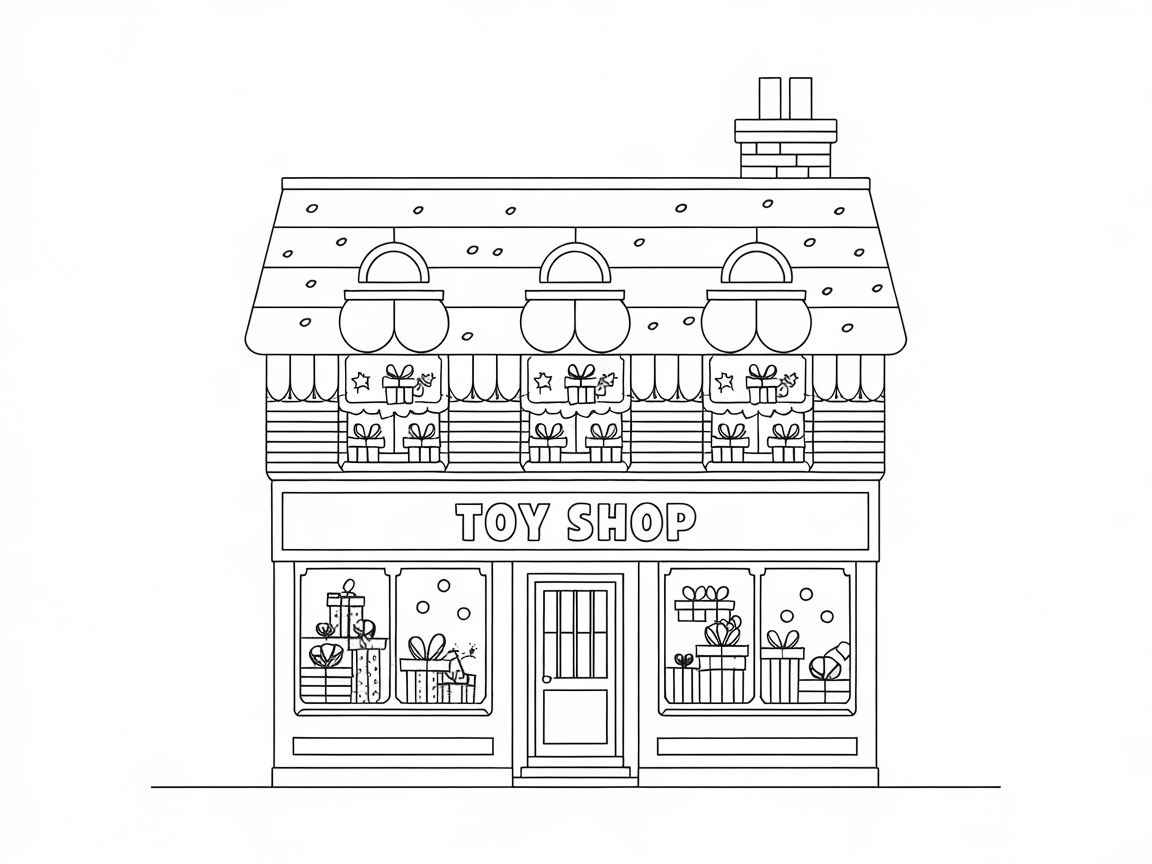 Festive Toy Shop Ready for Holiday Coloring