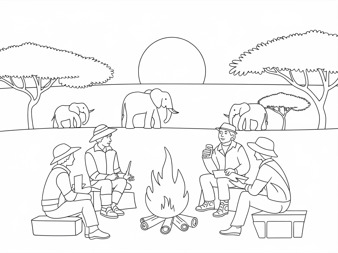 Safari Campfire Adventure with Elephants