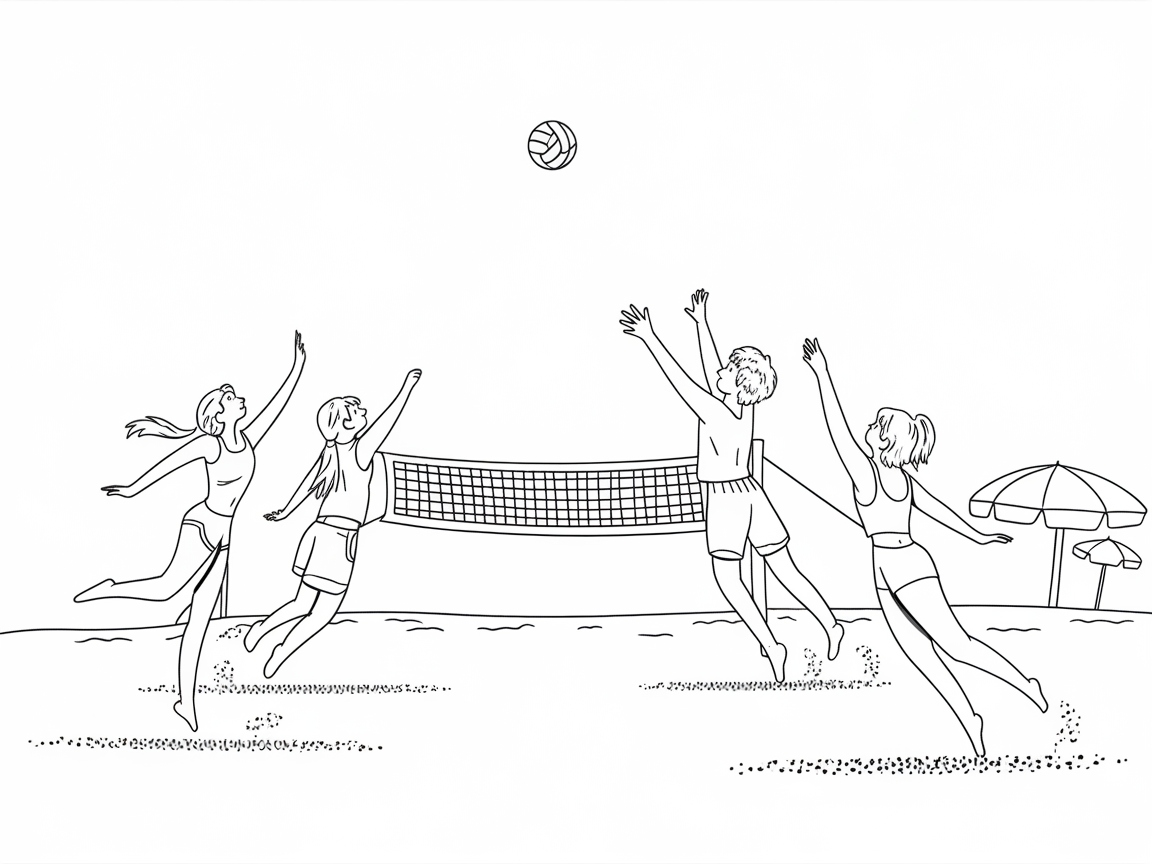 Spike into Fun with This Beach Volleyball Scene