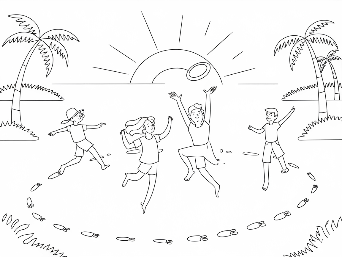 Leap into Fun with This Beach Frisbee Scene