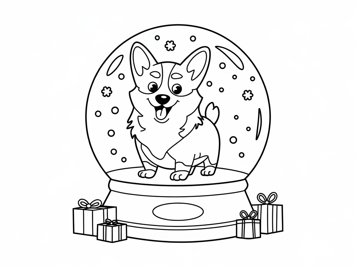 Color a Corgi Snow Globe for the Holidays
