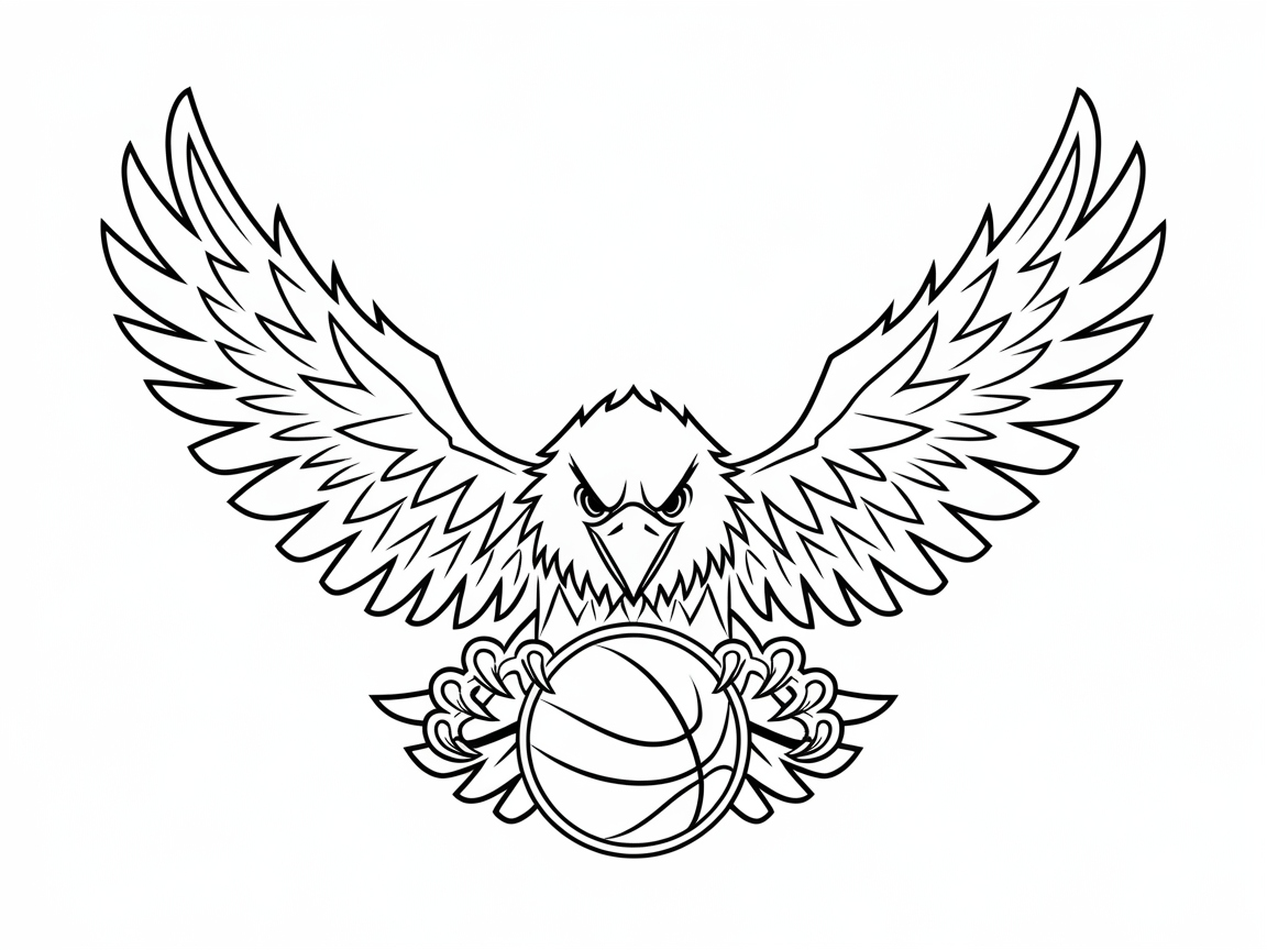 Majestic Eagle Basketball Emblem Ready for Color