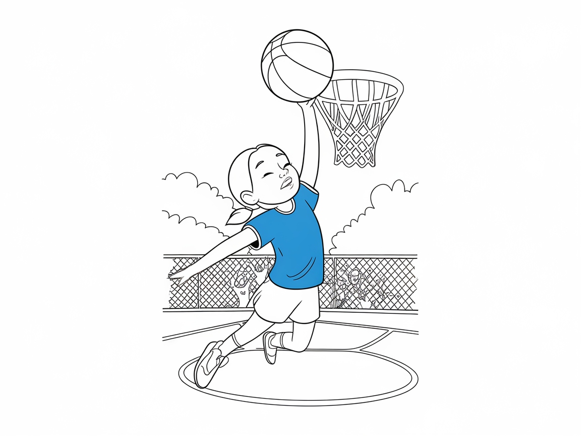 Score Big with This Basketball Star Coloring Page