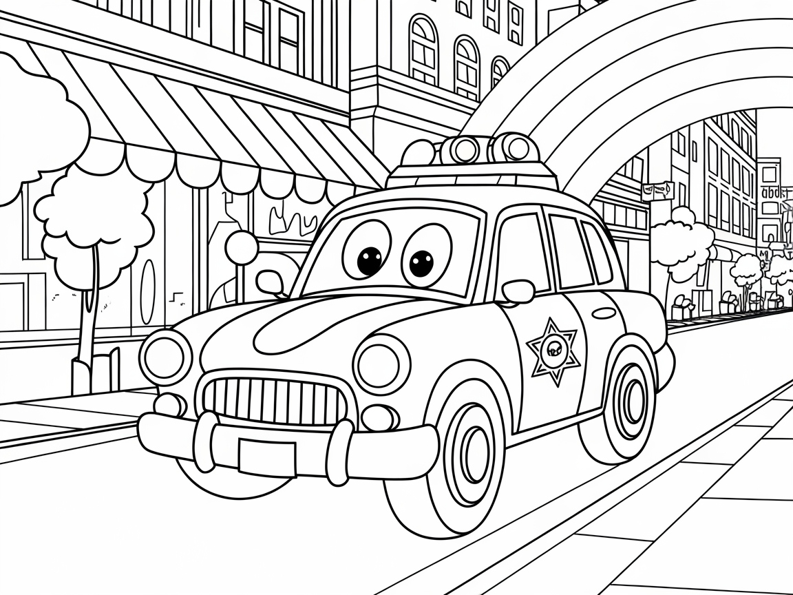 Join the Fun with This Cheerful Cartoon Police Car Page