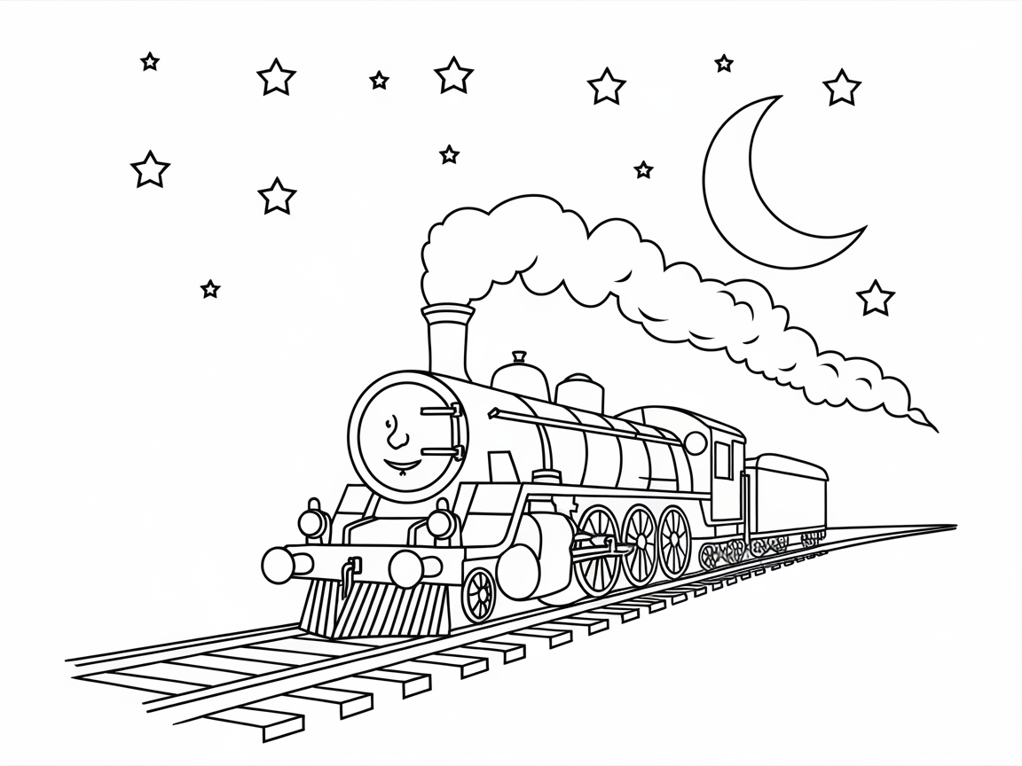 Charming Nighttime Train Journey under the Stars