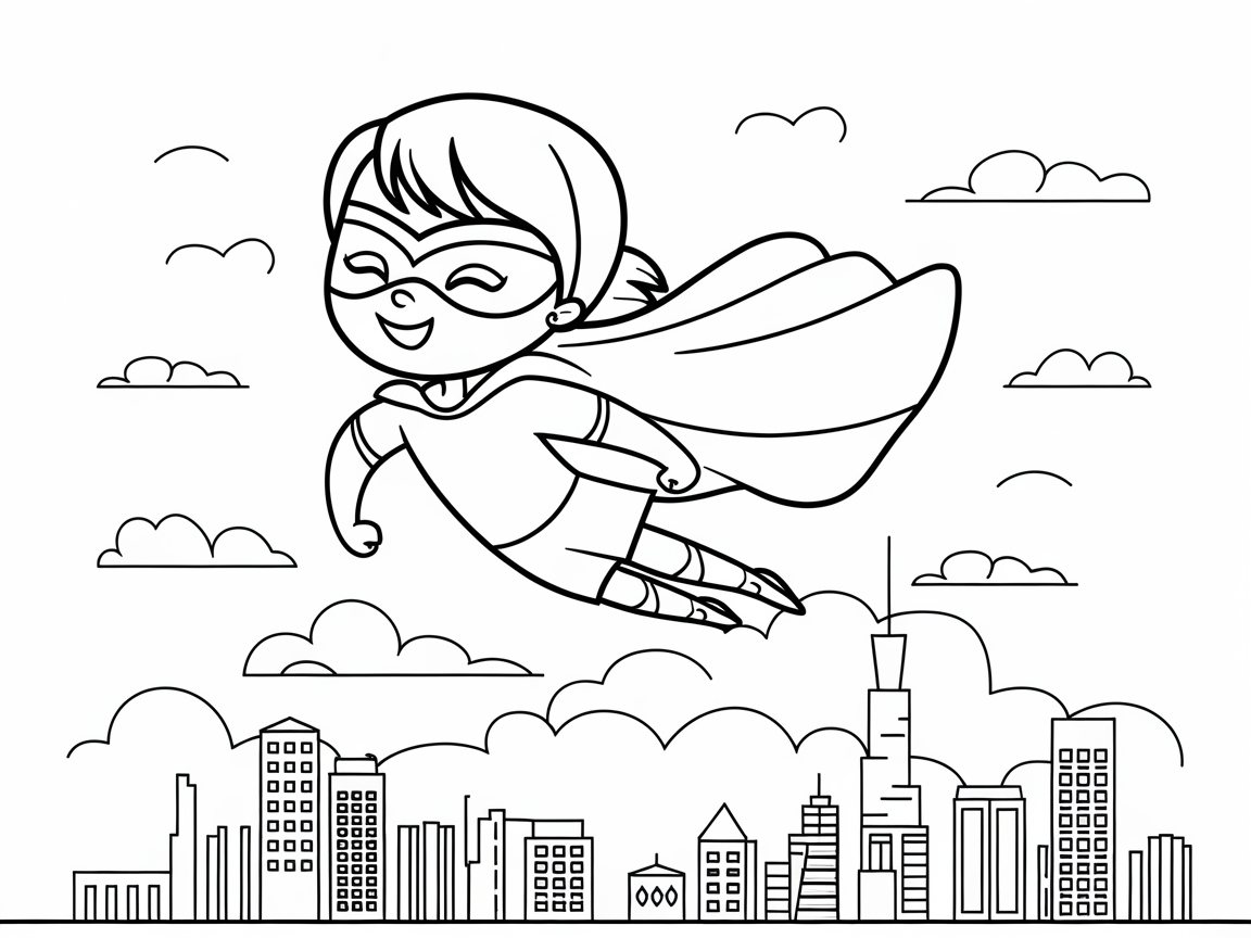 Fly High with This Superhero Adventure Coloring Page