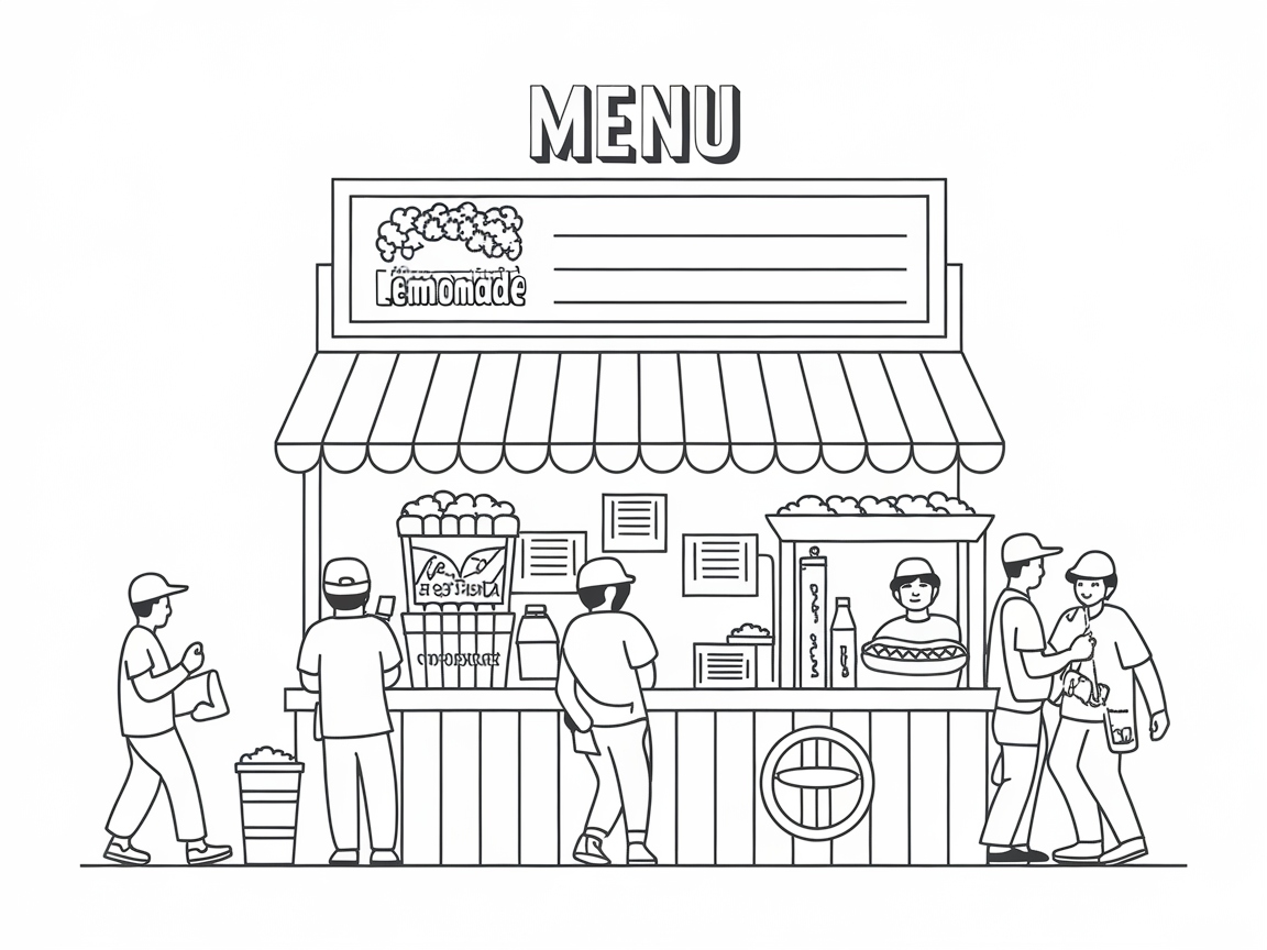 Color Your Way Through a Busy Baseball Concession Stand
