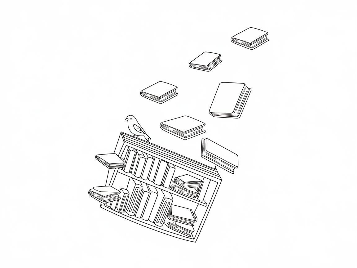 Bird and Books in Flight