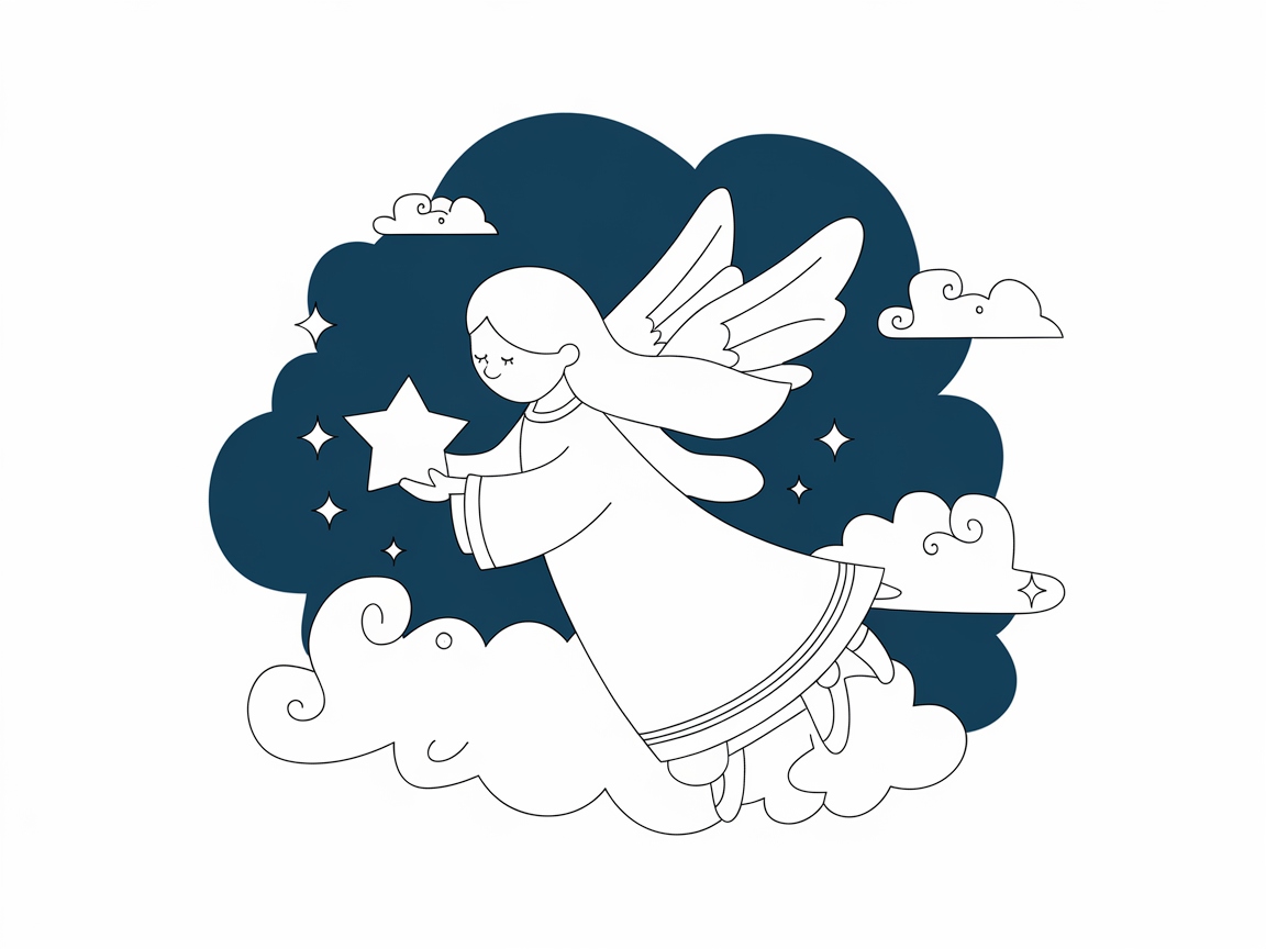 Color This Angelic Sky-Borne Christmas Star