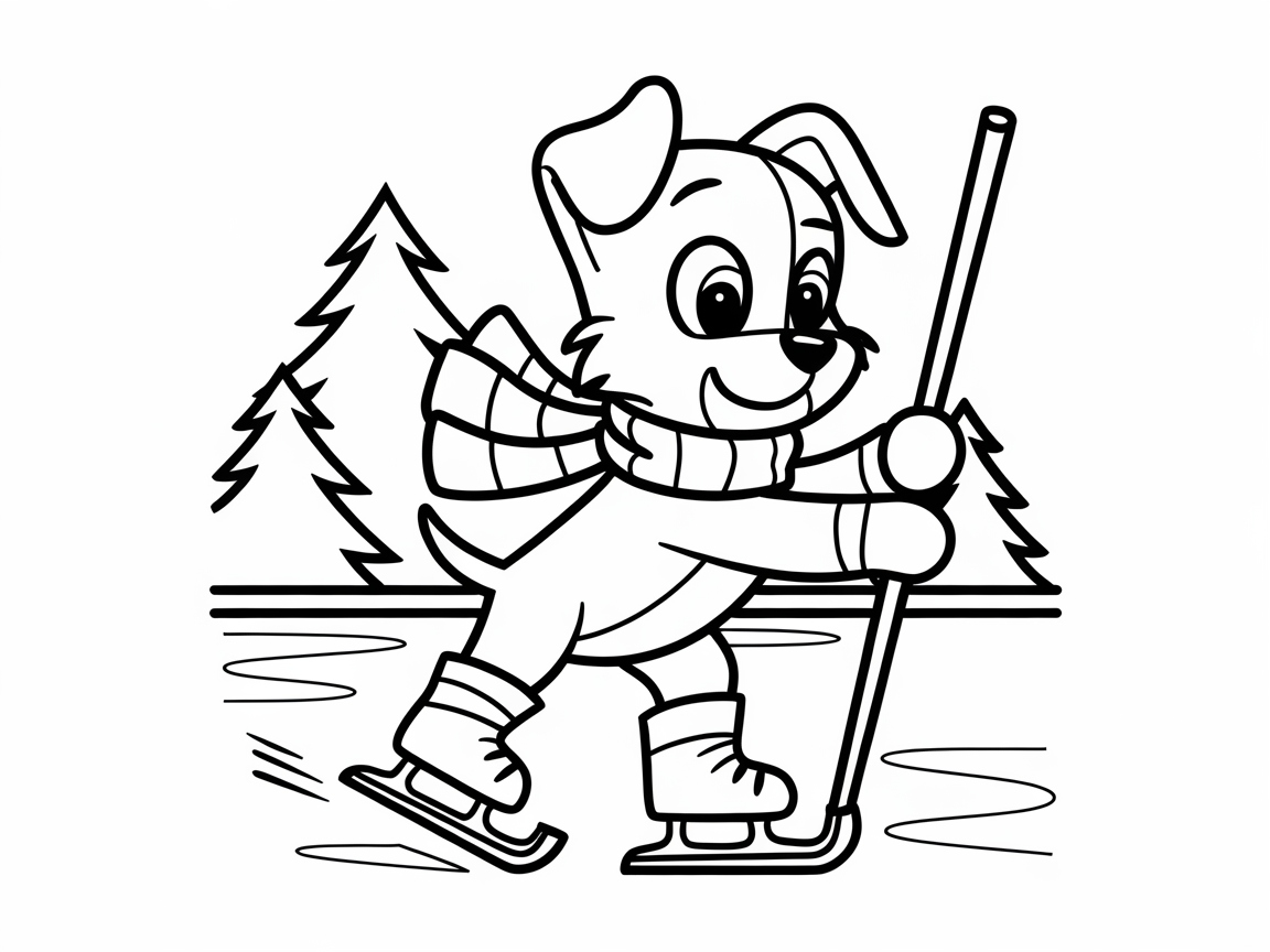Puppy Ice Skating Adventure on a Frozen Pond
