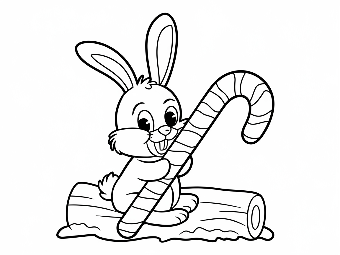 Adorable Bunny with a Candy Cane Delight