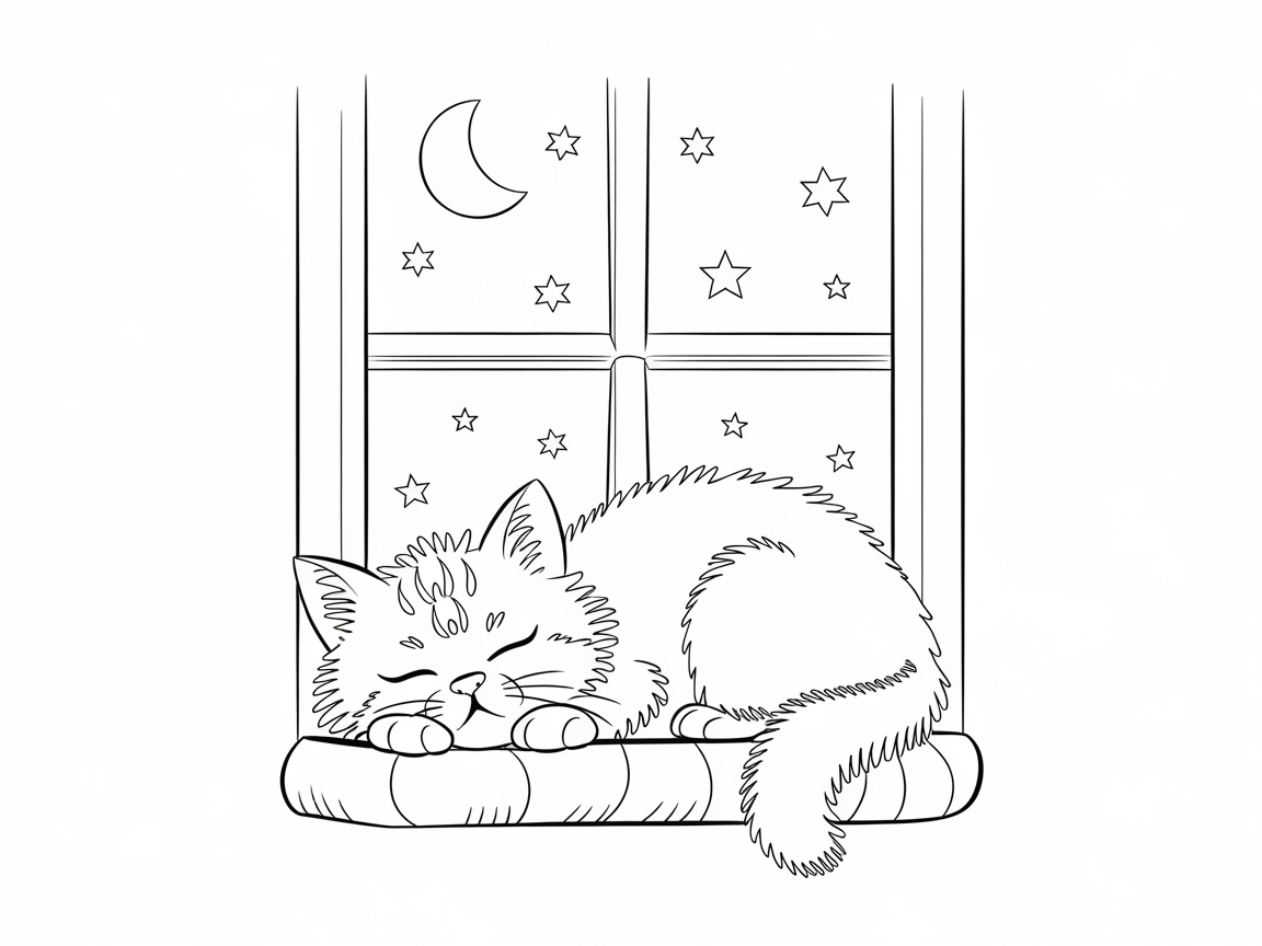 Dreamy Cat on a Starry Night