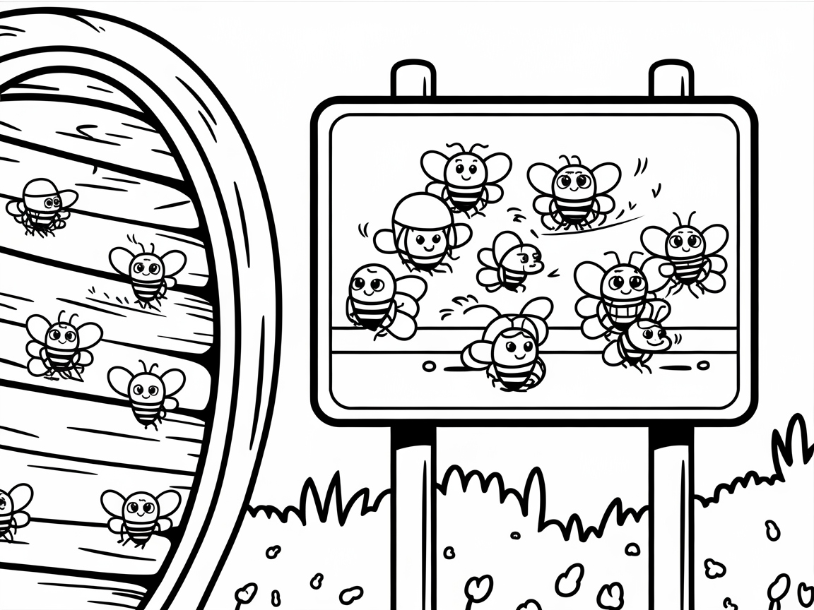 Bee Bulletin Board: A Fun Coloring Scene