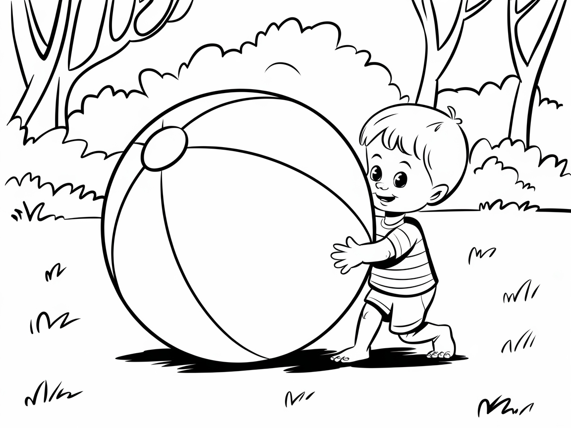 Joyful Toddler Playing with a Beach Ball