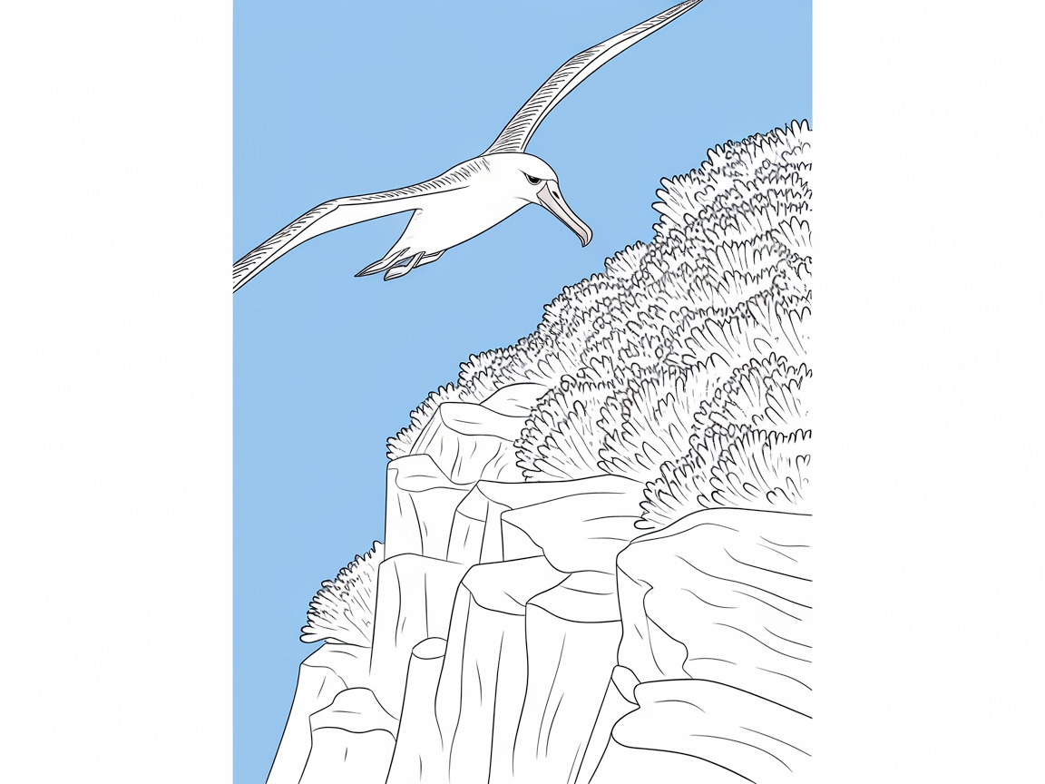Majestic Albatross Over Coastal Cliffs