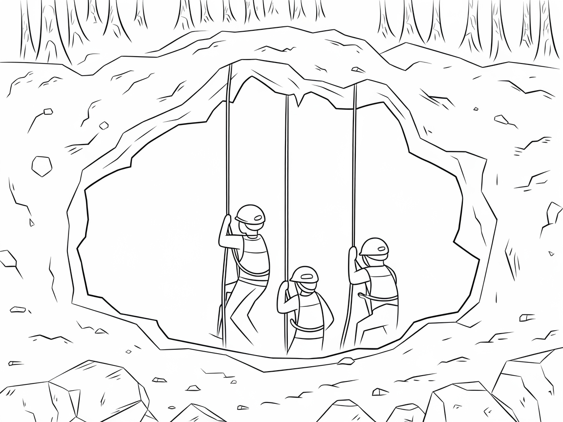 Adventure Team Descending into the Cavern