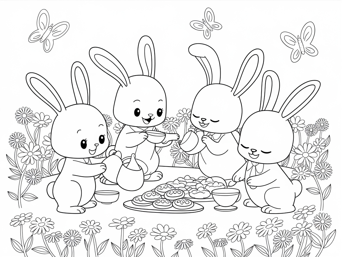 Garden Gathering with Adorable Bunny Friends
