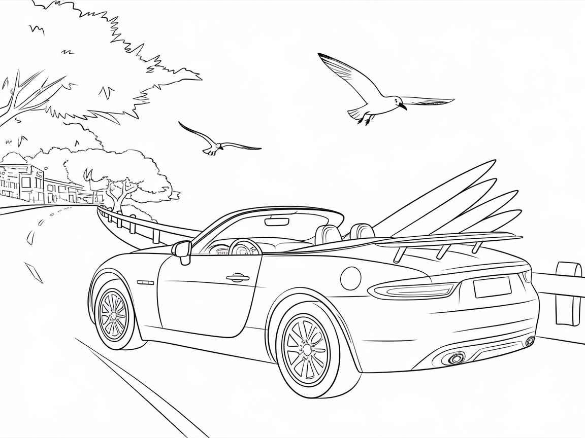Cruise into Relaxation with This Beachside Convertible Scene
