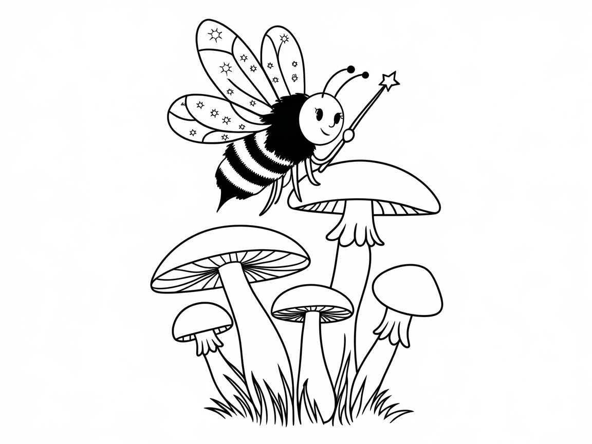 Magical Fairy Bee in Mushroom Land
