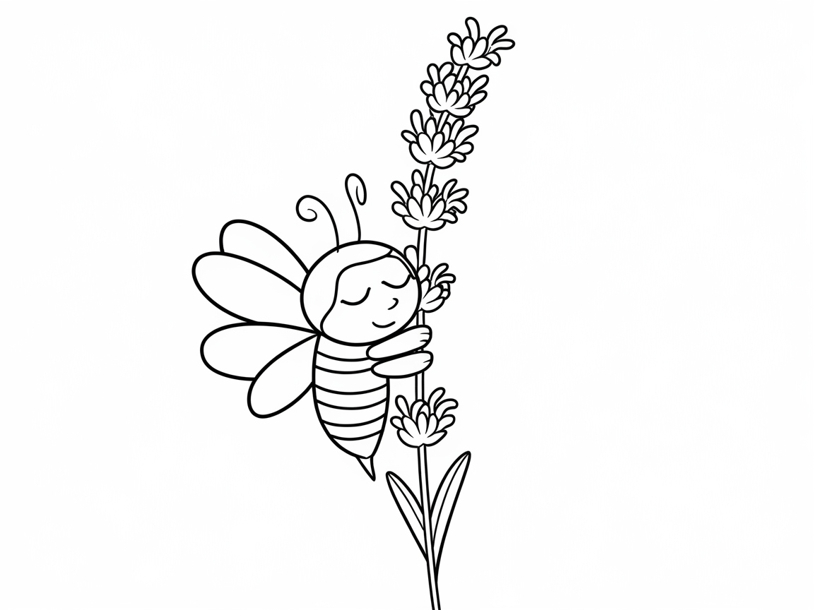 Sweet Bee Hugging a Lavender Stalk