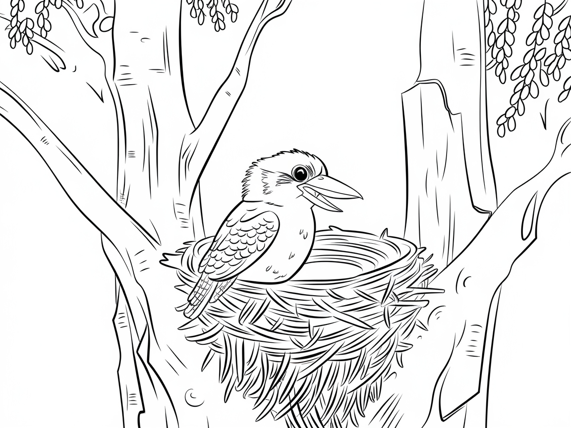 Kookaburra Nestled in a Tree Hollow