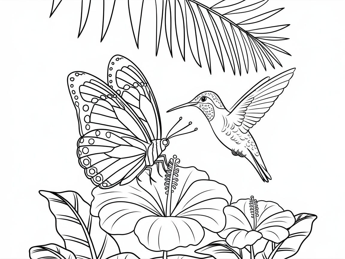 Exquisite Butterfly and Hummingbird Duo