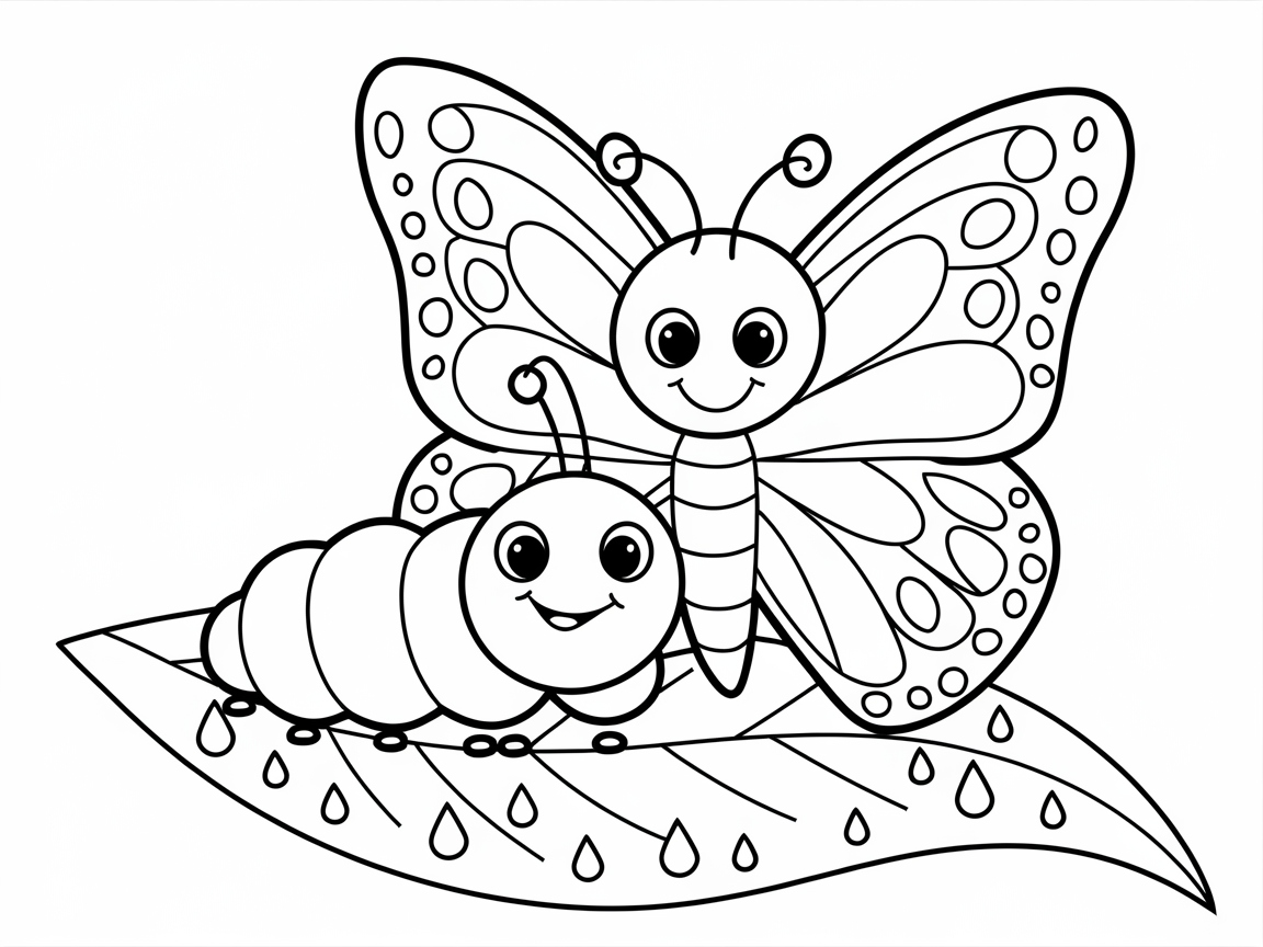 Adorable Butterfly and Caterpillar Duo