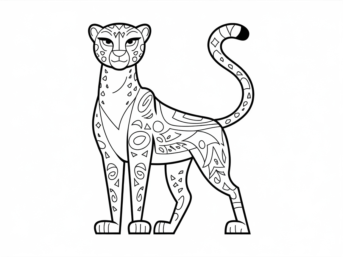 Unleash Creativity With This Patterned Cheetah Coloring Page