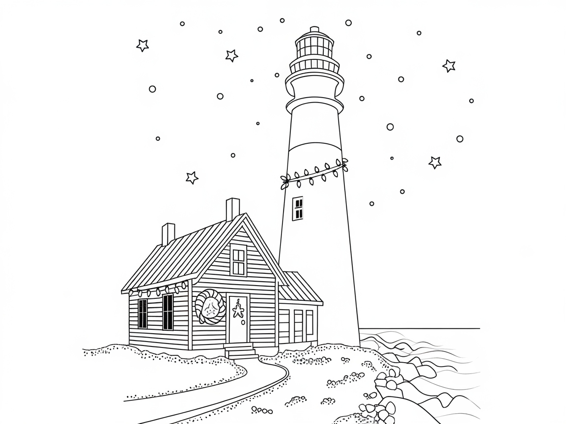 Charming Lighthouse by the Sea Scene