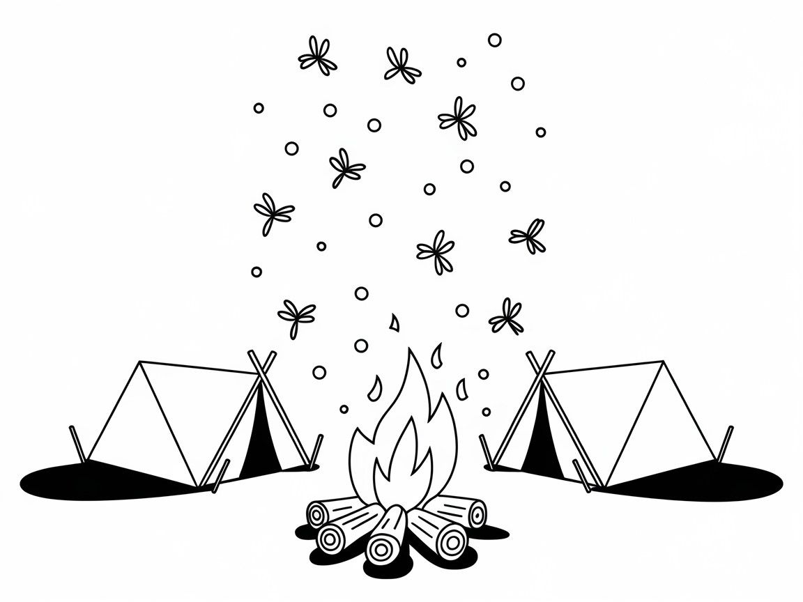 Enchanting Campfire with Fireflies