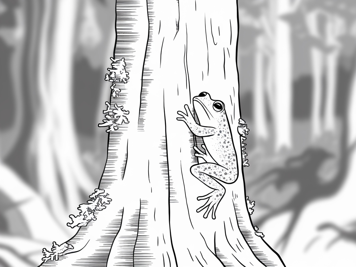 Color the Camouflage of This Tree Frog Scene