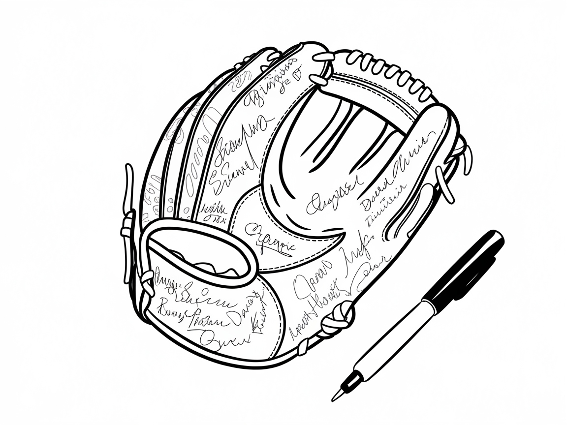 Personalize This Autographed Baseball Glove Coloring Page