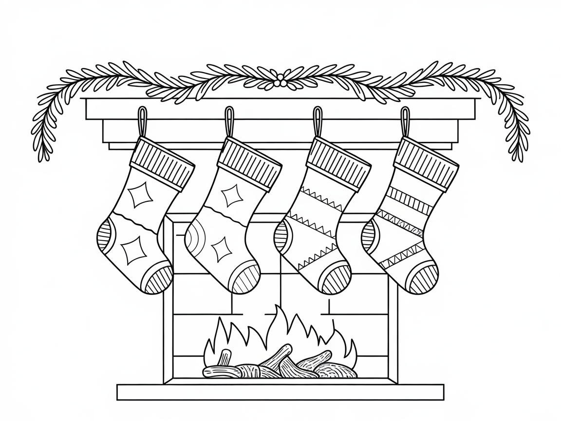 Festive Fireplace with Hung Stockings