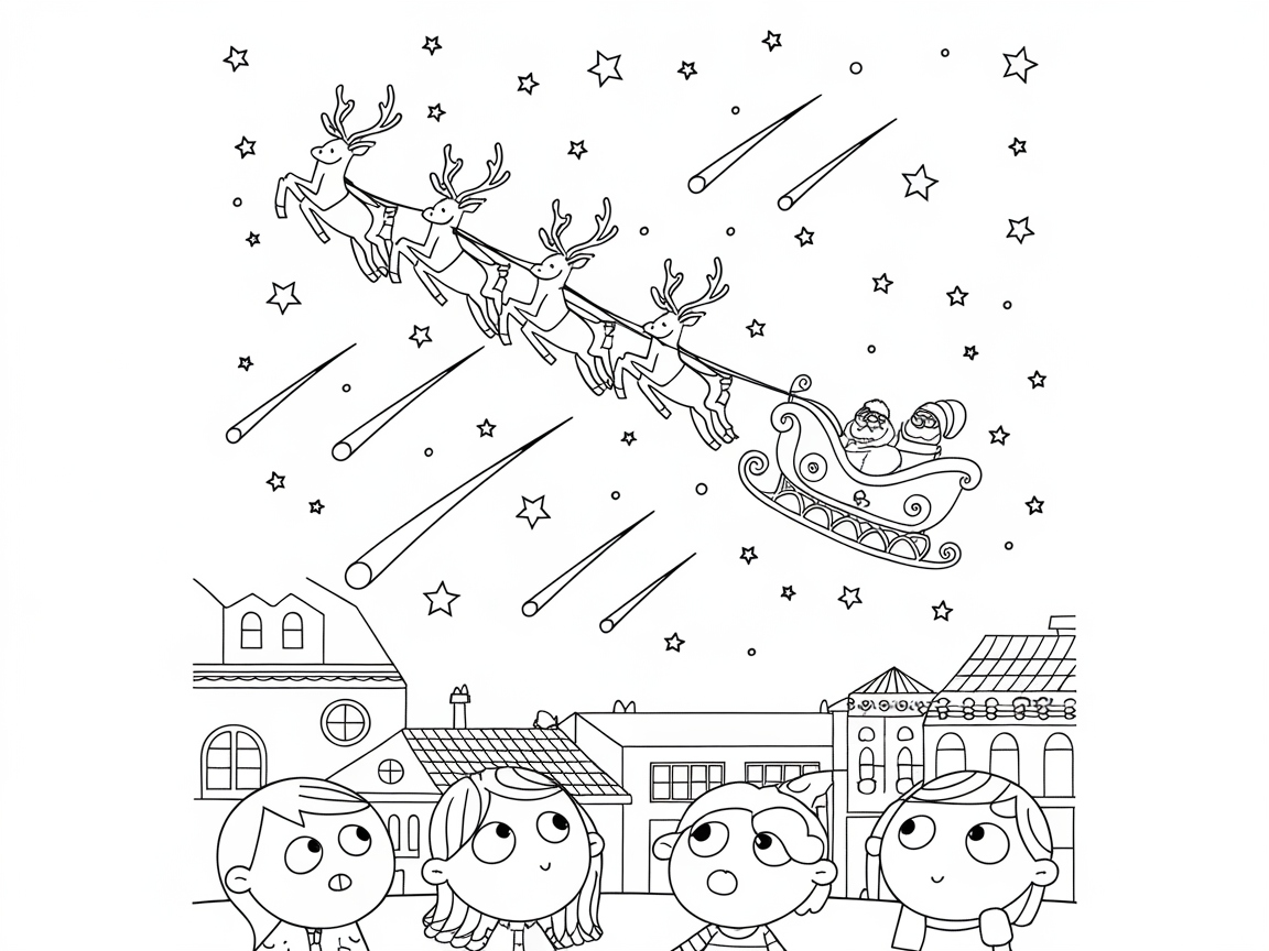 Starry Night Flight with Santa and His Reindeer