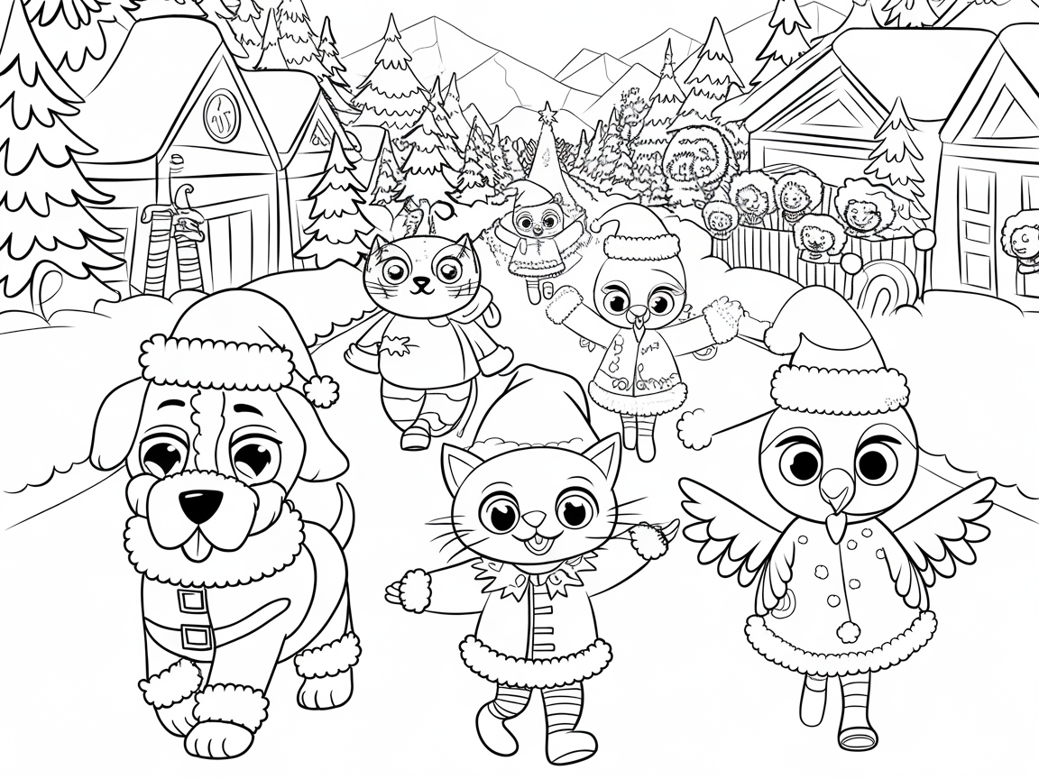 Adorable Animal Parade in a Festive Village