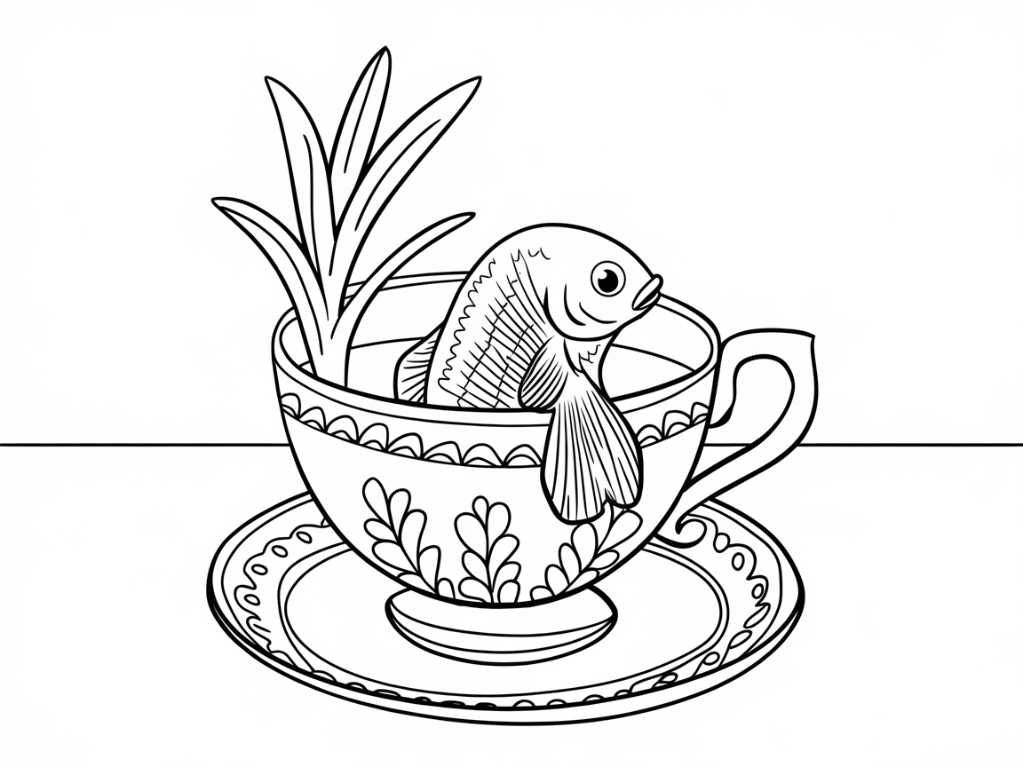 Quirky Betta Fish in a Teacup