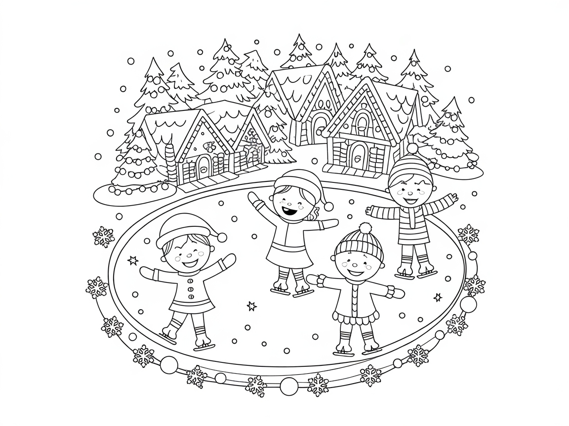Joyful Ice Skating in a Winter Wonderland