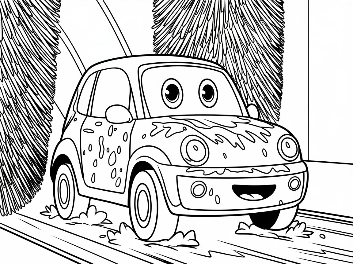 Squeaky Clean Fun: Cartoon Car Wash Scene