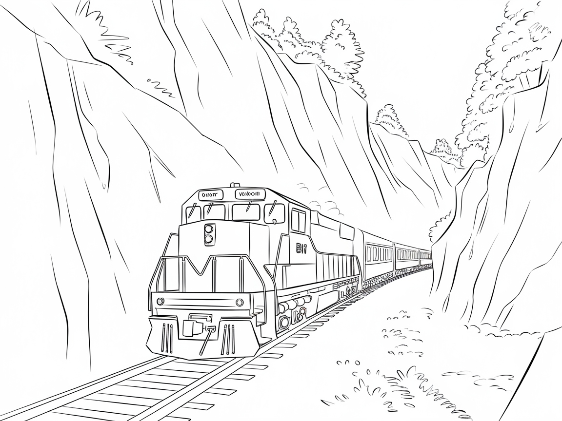 Scenic Mountain Train Coloring Experience