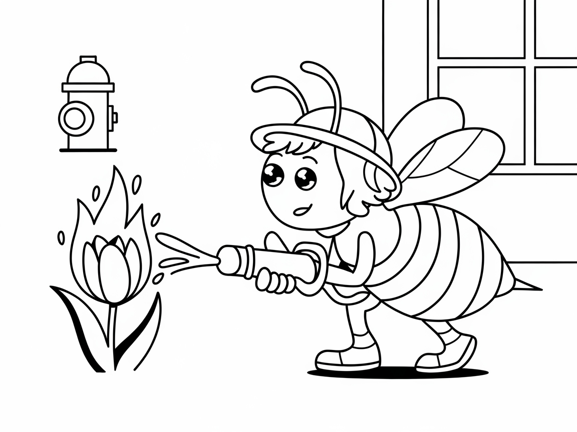 Firefighter Bee Rescuing a Flower