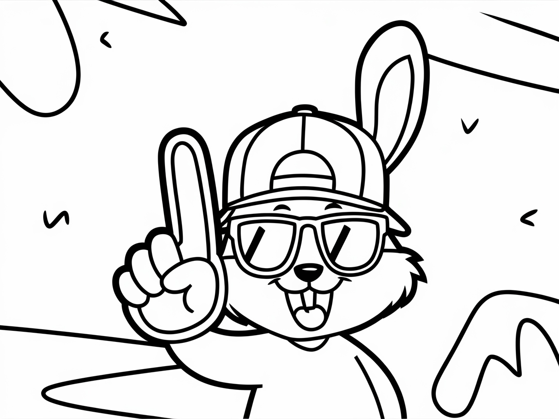 Cool Bunny with a Foam Finger