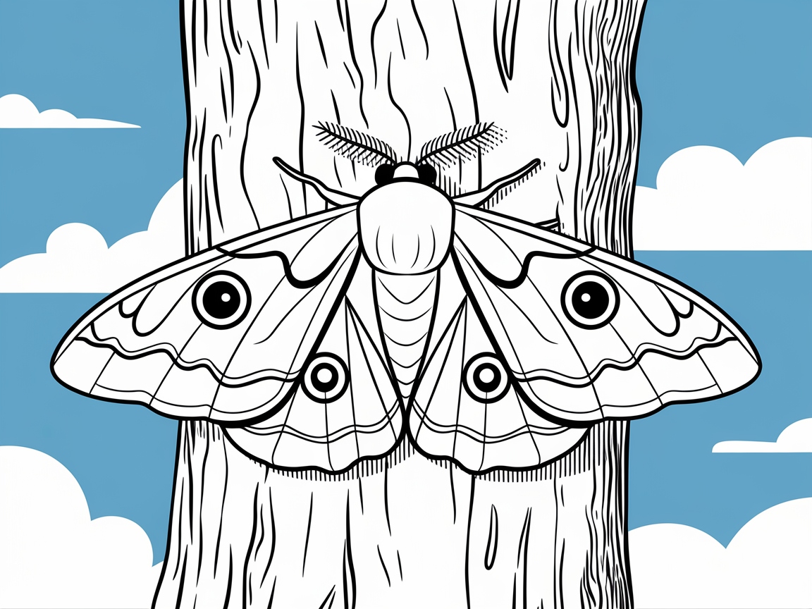 Camouflage Mastery: Color This Woodland Moth Scene