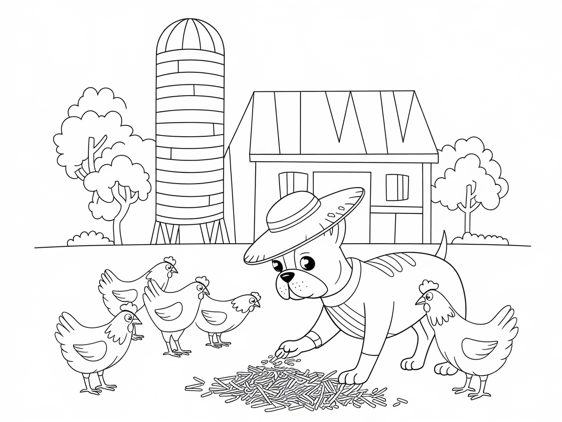 Farm Fun with Boston Terrier and Chickens