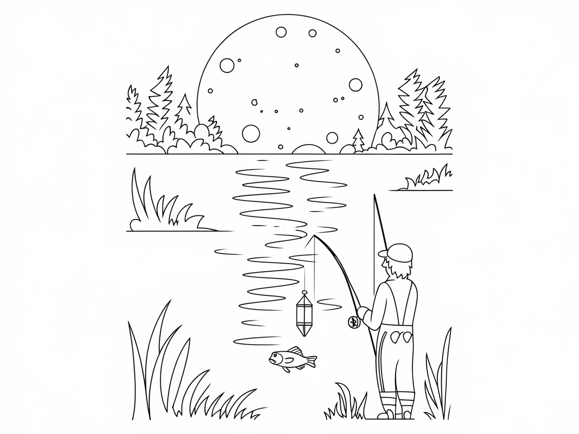 Magical Moonlit Fishing Scene